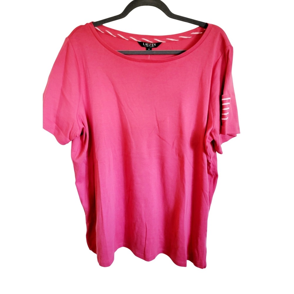 Lauren Ralph Lauren 2X Pink Shirt Women's 2X SS All Seasons Cotton NWT RV‎ $55